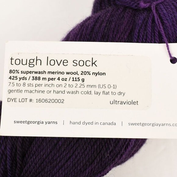 SweetGeorgia Tough Love Sock Yarn Merino Wool Nylon Blend Ultraviolet - Picture 3 of 3